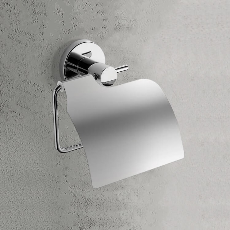 Gedy FE25-13 Toilet Paper Holder With Cover, Chrome